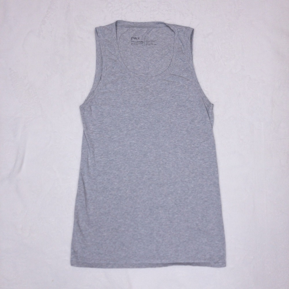 Pact Organic Cotton Blend Tank Top Womens Large Gray Sleeveless Scoop Neck Basic